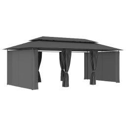 vidaXL Prieel met gordijnen 600x298x270 cm antraciet