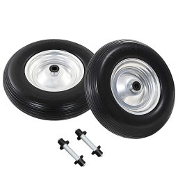 vidaXL Kruiwagenwielen met assen 4,00-8 390 mm massief PU 2 st