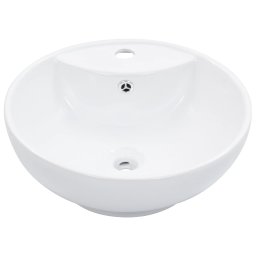 vidaXL Wastafel met overloop 46,5x18 cm keramiek wit