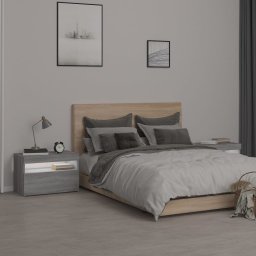 vidaXL Nachtkastje 2 st met LED-verlichting 60x35x40 cm grijs sonoma