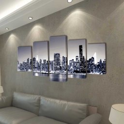 vidaXL Canvas muurdruk set monochroom New York skyline 200 x 100 cm