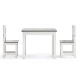 vidaXL 3-delige Kindertafel- en stoelenset MDF wit en grijs