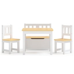 vidaXL 4-delige Kindertafel- en stoelenset MDF wit en beige