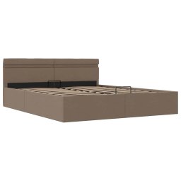 vidaXL Bedframe met hydraulische opslag en LED stof taupe 160x200 cm