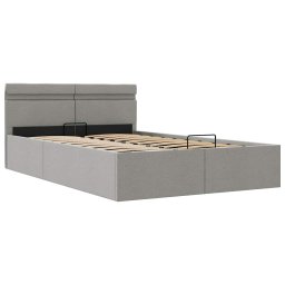 vidaXL Bedframe met opbergruimte en LED stof lichtgrijs 140x200 cm
