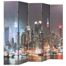 vidaXL Kamerscherm inklapbaar New York bij nacht 200x170 cm