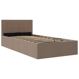 vidaXL Bedframe met hydraulische opslag stof taupe 100x200 cm