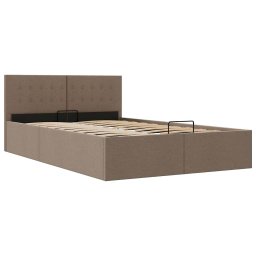 vidaXL Bedframe met hydraulische opslag stof taupe 140x200 cm