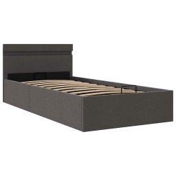 vidaXL Bedframe met opslag en LED stof donkergrijs 90x200 cm