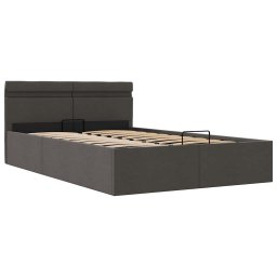 vidaXL Bedframe met opbergruimte en LED stof donkergrijs 140x200 cm