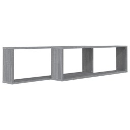 vidaXL Wandschappen kubus 2 st 100x15x30 cm bewerkt hout grijs sonoma