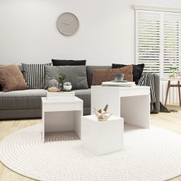 vidaXL 3-delige Tafeltjesset bewerkt hout wit