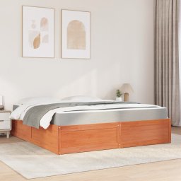 vidaXL Bed met matras massief grenenhout wasbruin 180x200 cm