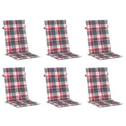vidaXL Tuinstoelkussens 6 st 120x50x3 cm stof ruitpatroon rood