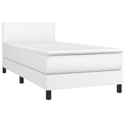 vidaXL Boxspring met matras kunstleer wit 100x200 cm