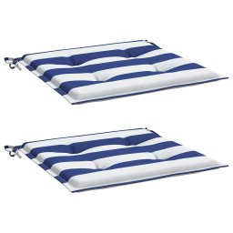 vidaXL Tuinstoelkussens 2 st gestreept 50x50x3 cm stof wit en blauw