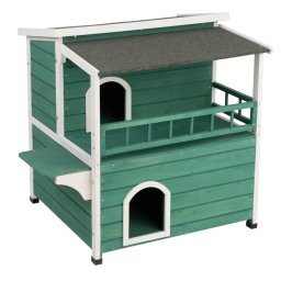 Kattenhuis Met Zonnedak L91,5 x B71 x H82 cm Groen/Wit