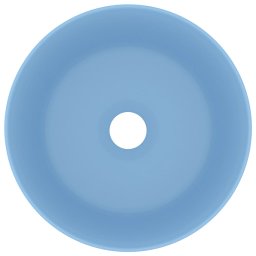vidaXL Wastafel rond 40x15 cm keramiek mat lichtblauw