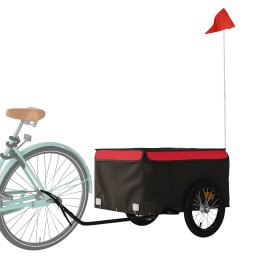 vidaXL Fietstrailer 45 kg ijzer zwart en rood