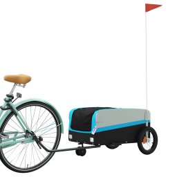 vidaXL Fietstrailer 30 kg ijzer zwart en blauw