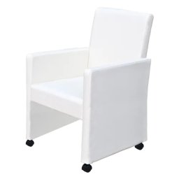 vidaXL Eetkamerstoelen 2 st kunstleer wit