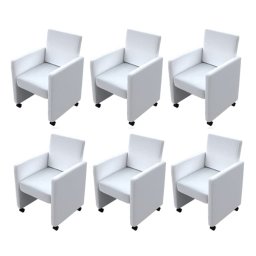 vidaXL Eetkamerstoelen 6 st kunstleer wit