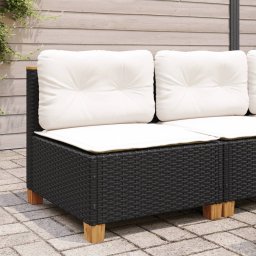 vidaXL Tuinbank zonder armleuning met kussens poly rattan zwart