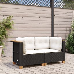 vidaXL Tuinhoekbanken met kussens 2 st poly rattan zwart