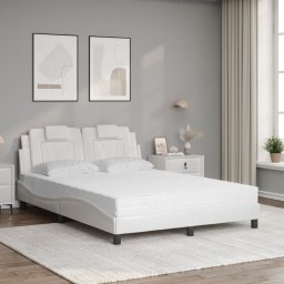 vidaXL Bed "Viana" met matras kunstleer wit 140x190 cm