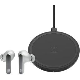 JBL Live Pro 2 Zilver + Belkin Boost Up Draadloze Oplader 10W Zwart