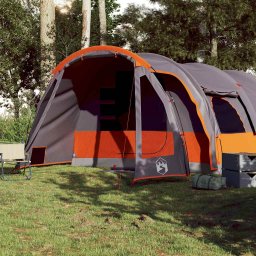 vidaXL Tunneltent 8-persoons waterdicht grijs en oranje