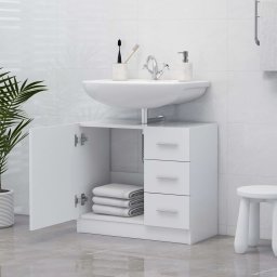 vidaXL Wastafelkast 63x30x54 cm bewerkt hout wit