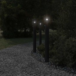 vidaXL Buitenvloerlampen 3 st met sensors 110 cm roestvrijstaal zwart