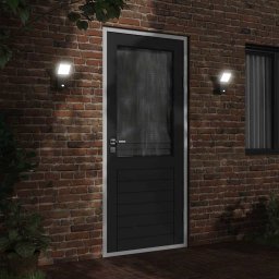 vidaXL Buitenwandlamp LED met sensors gegoten aluminium zwart