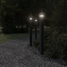 vidaXL Buitenvloerlampen 3 st met stopcontact 110 cm aluminium zwart