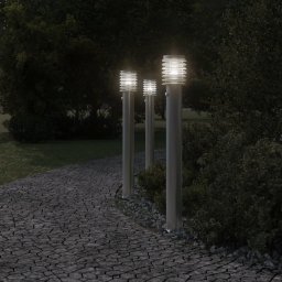 vidaXL Buitenvloerlampen 3 st met sensors 110 cm roestvrijstaal zilver
