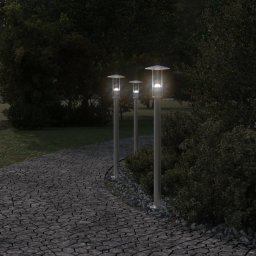 vidaXL Vloerlamp voor buiten 3 st 100 cm roestvrij staal zilverkleurig