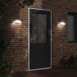 vidaXL Buitenwandlampen 2 st LED met sensors gegoten aluminium wit