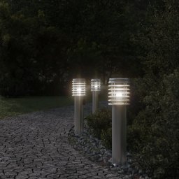 vidaXL Buitenvloerlampen 3 st stopcontact 60 cm roestvrijstaal zilver