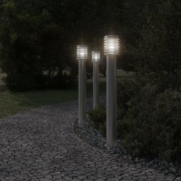 vidaXL Buitenvloerlampen 3 st stopcontact 110 cm roestvrijstaal zilver