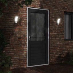 vidaXL Buitenwandlampen 2 st LED met sensors gegoten aluminium wit
