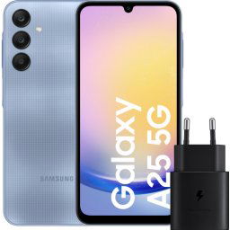 Samsung Galaxy A25 128GB Blauw 5G + Samsung Oplader 25 Watt Zwart