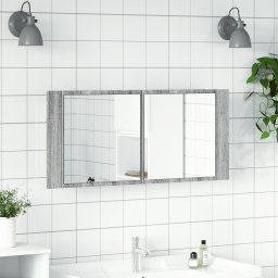 vidaXL Badkamerkast met spiegel en LED 100x12x45 cm grijs sonoma eiken