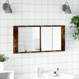 vidaXL Badkamerkast met spiegel en LED 100x12x45 cm gerookt eikenkleur