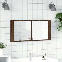 vidaXL Badkamerkast met spiegel en LED 100x12x45 cm bruin eikenkleurig