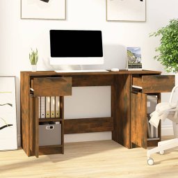 vidaXL Bureau met bijzetkast bewerkt hout gerookt eikenkleurig