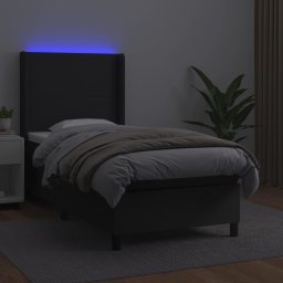 vidaXL Boxspring met matras en LED kunstleer zwart 80x200 cm