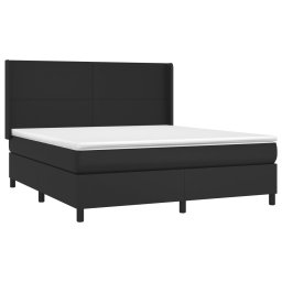 vidaXL Boxspring met matras kunstleer zwart 160x200 cm