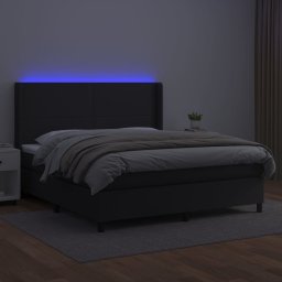 vidaXL Boxspring met matras en LED kunstleer zwart 160x200 cm