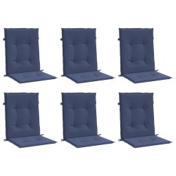 vidaXL Stoelkussens 6 st lage rug stof marineblauw
